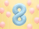 Balon foliowy Cyfra 8, 86cm, jasny niebieski Balon foliowy Cyfra 8, 86cm, jasny niebieski