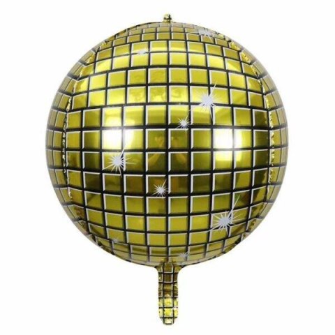 Balon foliowy Kula dyskotekowa, złota, 55cm Balon foliowy Kula dyskotekowa, złota, 55cm