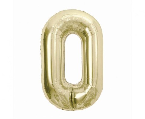 Balon foliowy, cyfra 0, złota, szampańska, 85 cm Balon foliowy, cyfra 0, złota, szampańska, 85 cm