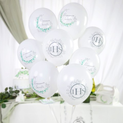 Balony Pierwsza Komunia Święta IHS, srebrne, 30cm, 6 szt. Balony Pierwsza Komunia Święta IHS, srebrne, 30cm, 6 szt.