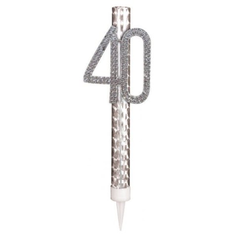 Fontanna na tort 40 urodziny, srebrna, 15cm Fontanna na tort 40 urodziny, srebrna, 15cm