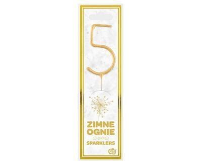 Zimne ognie złota cyfra 5, 17cm Zimne ognie złota cyfra 5, 17cm