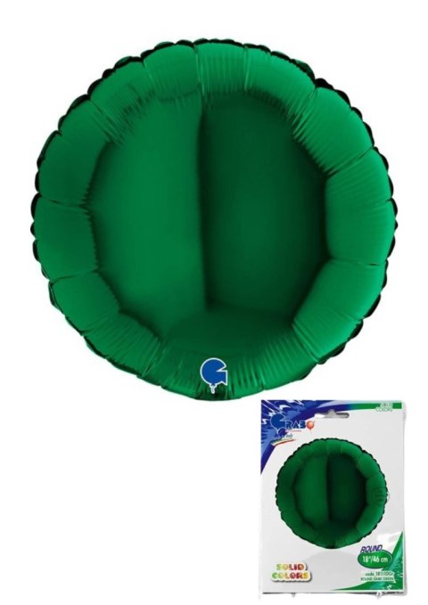 Balon Foliowy - Okrągły ciemny zielony 46 cm, Grabo, pakowany Balon Foliowy - Okrągły ciemny zielony 46 cm, Grabo, pakowany