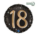 Balon Foliowy, okrągły, 18 urodziny, osiemnastka, czarno- złoty, - 46 cm Balon Foliowy, okrągły, 18 urodziny, osiemnastka, czarno- złoty, - 46 cm