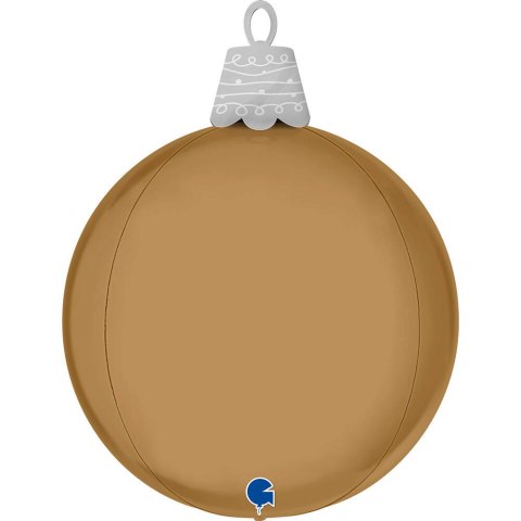 Balon foliowy, Bombka, brąz, złota, szampańska 4D, kula, 53 cm Balon foliowy, Bombka, brąz, złota, szampańska 4D, kula, 53 cm