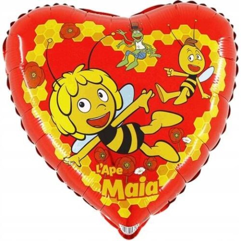 Balon foliowy Pszczółka Maja, serce, 46 cm Grabo Balon foliowy Pszczółka Maja, serce, 46 cm Grabo