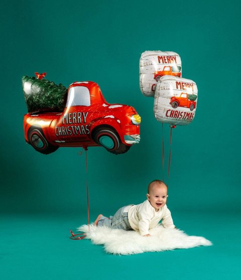 Balon foliowy, Świąteczne Auto, Wesołych Świąt z choinką, 104cm Balon foliowy, Świąteczne Auto, Wesołych Świąt z choinką, 104cm