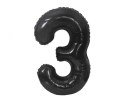 Balon foliowy, cyfra 3, czarne matowe, 85 cm Balon foliowy, cyfra 3, czarne matowe, 85 cm
