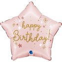 Balon foliowy- różowa, gwiazdka Happy Birthday, 45cm Balon foliowy- różowa, gwiazdka Happy Birthday, 45cm