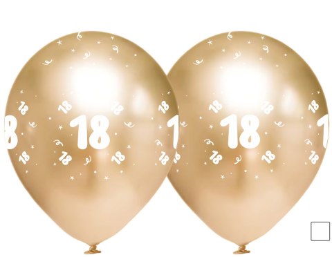 Balony urodzinowe złote "18", 30cm, 10 szt. Balony urodzinowe złote "18", 30cm, 10 szt.