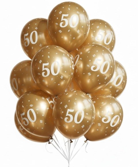 Balony urodzinowe złote "50", 30cm, 50 szt. Balony urodzinowe złote "50", 30cm, 50 szt.