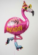 Balon foliowy urodzinowy Flaming Happy Birthday, Różowy, 106 cm Balon foliowy urodzinowy Flaming Happy Birthday, Różowy, 106 cm