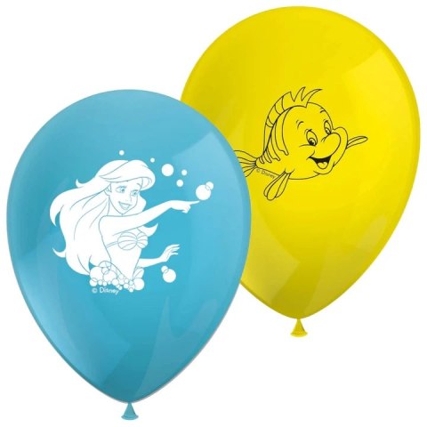 Balony Mała Syrenka, z nadrukiem Ariel, 30cm, 8 szt. Balony Mała Syrenka, z nadrukiem Ariel, 30cm, 8 szt.