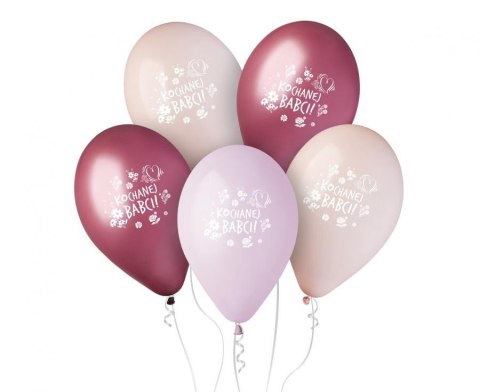 Balony lateksowe, Kochanej Babci, Dzień Babci, 32,5 cm, 5 szt. Balony lateksowe, Kochanej Babci, Dzień Babci, 32,5 cm, 5 szt.