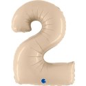 Balon Foliowy Cyfra 2, Satynowa Kremowa 102cm Grabo Balon Foliowy Cyfra 2, Satynowa Kremowa 102cm Grabo