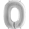 Balon foliowy Cyfra 0 Srebrna - 102 cm Grabo Balon foliowy Cyfra 0 Srebrna - 102 cm Grabo