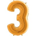 Balon foliowy Cyfra 3 Złota - 102 cm Grabo Balon foliowy Cyfra 3 Złota - 102 cm Grabo