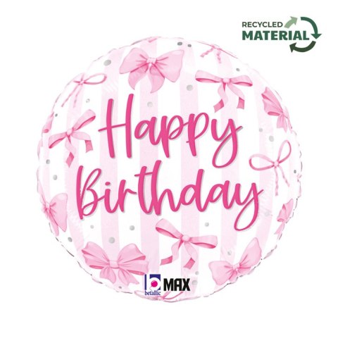 Balon foliowy Kokarda Różowy Pretty Pink Bow Birthday 45 cm Balon foliowy Kokarda Różowy Pretty Pink Bow Birthday 45 cm