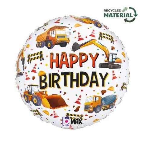 Balon foliowy Koparki, Maszyny Budowlane, Urodziny 45 cm Balon foliowy Koparki, Maszyny Budowlane, Urodziny 45 cm