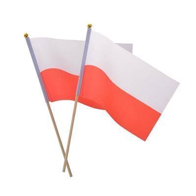 Flaga Polska, Biało-Czerwone Chorągiewki na patyku 30 x 45cm, 10 szt. Flaga Polska, Biało-Czerwone Chorągiewki na patyku 30 x 45cm, 10 szt.