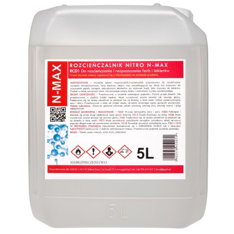 Rozcieńczalnik rozpuszczalnik NITRO RC-01 N-MAX 5L Rozcieńczalnik rozpuszczalnik NITRO RC-01 N-MAX 5L