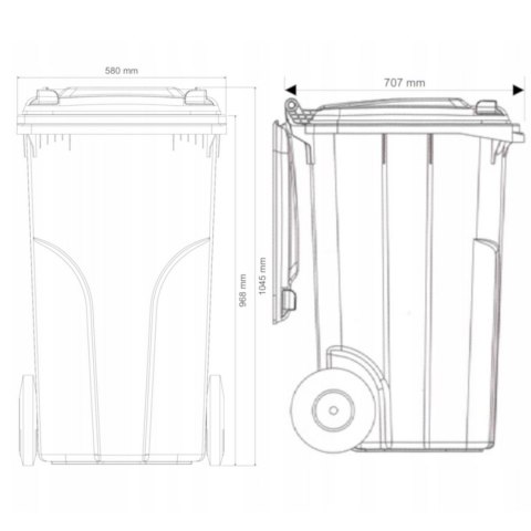 Pojemnik kubeł na odpady i śmieci ATESTY Europlast Austria - czarny 240L Pojemnik kubeł na odpady i śmieci ATESTY Europlast Austria - czarny 240L