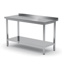 Stół blat roboczy do kuchni stalowy przyścienny z rantem i pólką 160x60cm - Hendi 811498