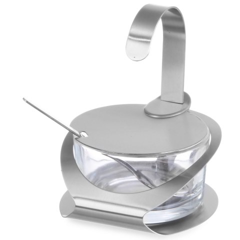 Cukiernica ze szkła i stali nierdzewnej z łyżeczką śr. 130mm wys. 90mm - Hendi 465370 Cukiernica ze szkła i stali nierdzewnej z łyżeczką śr. 130mm wys. 90mm - Hendi 465370