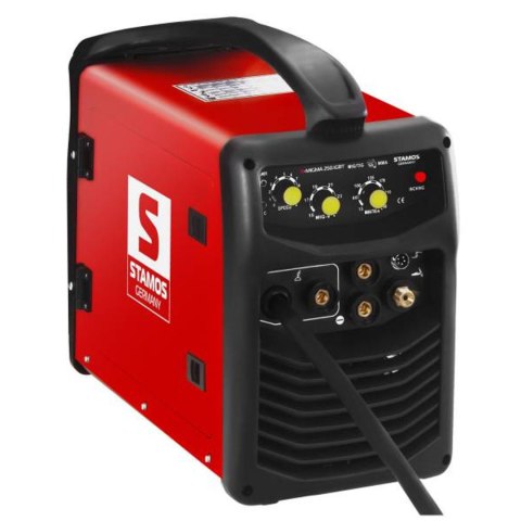 Spawarka półautomat spawalniczy migomat TIG MIG/MAG MMA 250A IGBT Stamos Germany + drut 5kg Spawarka półautomat spawalniczy migomat TIG MIG/MAG MMA 250A IGBT Stamos Germany + drut 5kg