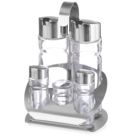 Zestaw do przypraw ze stali nierdzewnej sól pieprz oliwa ocet winny wykałaczki - Hendi 465363 Zestaw do przypraw ze stali nierdzewnej sól pieprz oliwa ocet winny wykałaczki - Hendi 465363