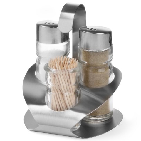 Zestaw do przypraw ze stali nierdzewnej sól pieprz wykałaczki - Hendi 465325 Zestaw do przypraw ze stali nierdzewnej sól pieprz wykałaczki - Hendi 465325