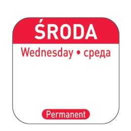 Naklejki food safety na pojemniki wielokrotnego użytku Środa PL RU EN 1000 szt. Hendi 850091