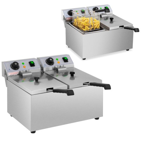Frytownica podwójna gastronomiczna elektryczna 230 V 2 x 3200W 2 x 8 L Frytownica podwójna gastronomiczna elektryczna 230 V 2 x 3200W 2 x 8 L