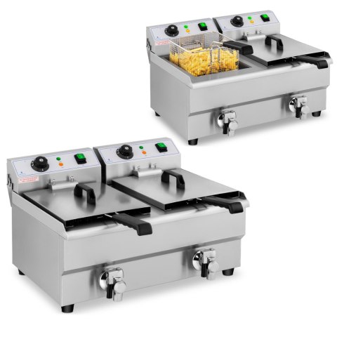 Frytownica podwójna gastronomiczna elektryczna z kranem 230 V 2 x 3000W 2 x 10 L Frytownica podwójna gastronomiczna elektryczna z kranem 230 V 2 x 3000W 2 x 10 L