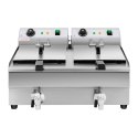 Frytownica podwójna gastronomiczna elektryczna z kranem 230 V 2 x 3200W 2 x 13 L Frytownica podwójna gastronomiczna elektryczna z kranem 230 V 2 x 3200W 2 x 13 L