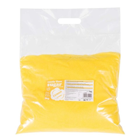 Kolorowy smakowy cukier do waty cukrowej żółty o smaku cytrynowym 5kg Kolorowy smakowy cukier do waty cukrowej żółty o smaku cytrynowym 5kg