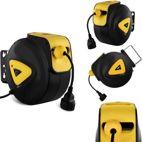 Zwijacz automatyczny bęben naścienny kablowy z przedłużaczem gniazdo AC230V / 10A / 50Hz dł. 21.5m Zwijacz automatyczny bęben naścienny kablowy z przedłużaczem gniazdo AC230V / 10A / 50Hz dł. 21.5m