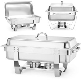 Podgrzewacz do potraw na pastę świeczki stalowy GN 1/1 - DUŻY ZESTAW