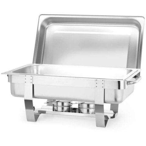 Podgrzewacz do potraw na pastę świeczki stalowy GN 1/1 - DUŻY ZESTAW