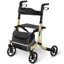Balkonik chodzik podpórka dla seniora z siedziskiem i torbą na zakupy do 136kg - złoty Balkonik chodzik podpórka dla seniora z siedziskiem i torbą na zakupy do 136kg - złoty