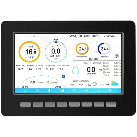Bezprzewodowa stacja meteorologiczna pogodowa solarna 7w1 LCD WiFi 100m Bezprzewodowa stacja meteorologiczna pogodowa solarna 7w1 LCD WiFi 100m
