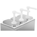 Dyspenser dozownik potrójny do sosów z pompką ze stali nierdzewnej 3 x 2 l Dyspenser dozownik potrójny do sosów z pompką ze stali nierdzewnej 3 x 2 l