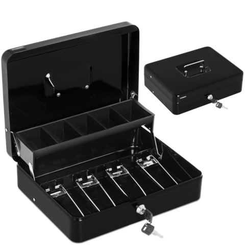 Kasetka stalowa na pieniądze z tacką na monety bilon Kasetka stalowa na pieniądze z tacką na monety bilon