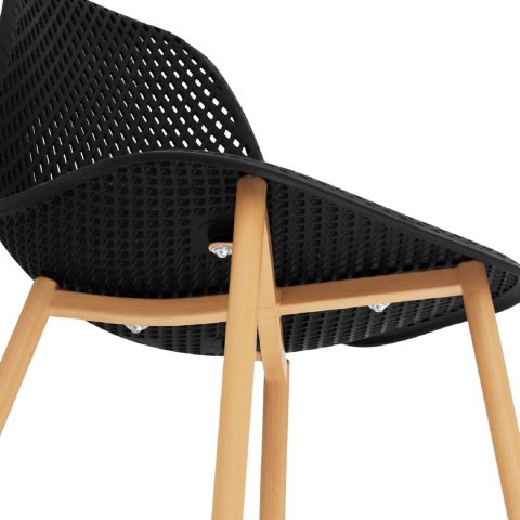 Krzesło skandynawskie plastikowe ażurowe ze stalowymi nogami do 150 kg 4 szt. czarne Krzesło skandynawskie plastikowe ażurowe ze stalowymi nogami do 150 kg 4 szt. czarne