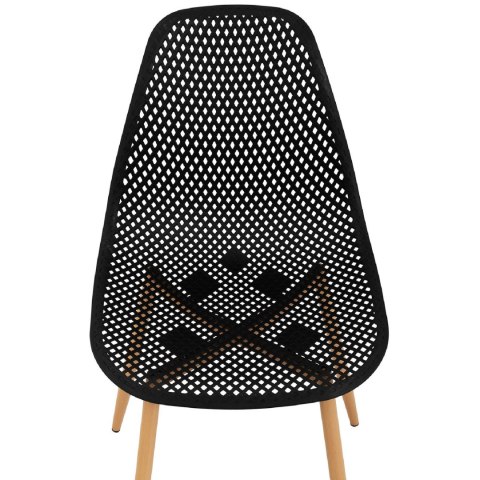 Krzesło skandynawskie plastikowe ażurowe ze stalowymi nogami do 150 kg 4 szt. czarne Krzesło skandynawskie plastikowe ażurowe ze stalowymi nogami do 150 kg 4 szt. czarne
