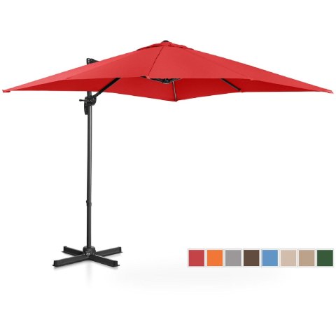 Parasol ogrodowy boczny na wysięgniku kwadratowy 250 x 250 cm czerwony Parasol ogrodowy boczny na wysięgniku kwadratowy 250 x 250 cm czerwony