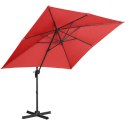 Parasol ogrodowy boczny na wysięgniku kwadratowy 250 x 250 cm czerwony Parasol ogrodowy boczny na wysięgniku kwadratowy 250 x 250 cm czerwony