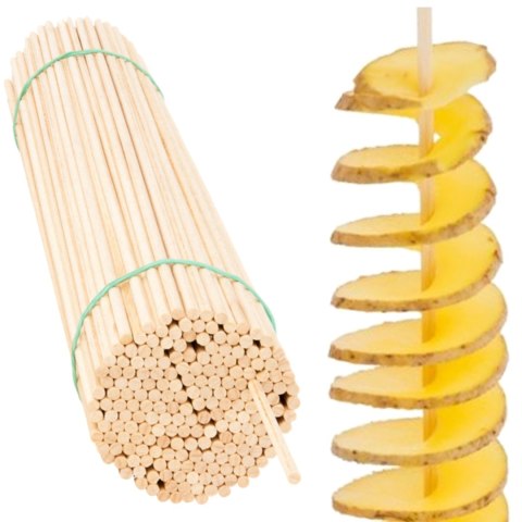 Patyczki do zakręconych frytek ziemniaków bukowe 45cm/4mm 100szt Patyczki do zakręconych frytek ziemniaków bukowe 45cm/4mm 100szt