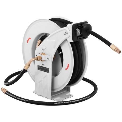 Wąż przewód pneumatyczny ciśnieniowy gumowy zwijany na bębnie 160 bar 15 m + 2 m Wąż przewód pneumatyczny ciśnieniowy gumowy zwijany na bębnie 160 bar 15 m + 2 m