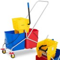 Wózek do mycia podłóg z prasą wyciskarką do mopa dwa wiadra 2 x 24 l Wózek do mycia podłóg z prasą wyciskarką do mopa dwa wiadra 2 x 24 l